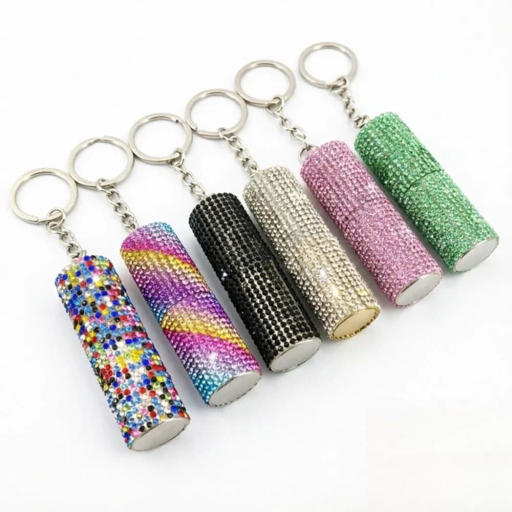 Portachiavi di Lusso con Strass, Spray Portatile, Anello Portachiavi Colorato, Ornamento, Bottiglia di Profumo da 10ml per Donna e Uomo, Idea Regalo