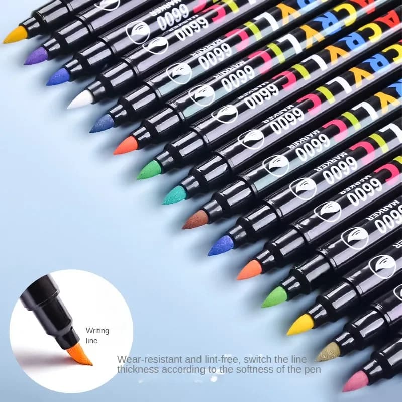 36/60 Colors Sketching Markers Set Dual Brush Acrylic Paint Pens for Calligraphy Lettering Rock Glass Canvas Metal Ceramic Wood