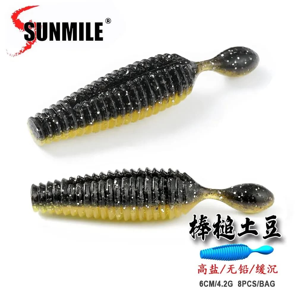 SUNMILE Stick Bait 6cm4.2g Casting Pesante Ponderato Esche in plastica morbida Verme Esca artificiale Silicone Shad Lure per la pesca alla spigola