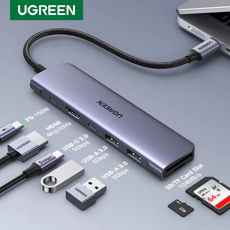 UGREEN USB C di Tipo HUB C 3.1 a HDMI 4K di DEVIAZIONE STANDARD TF PD 100W Adattatore Per Macbook iPad Pro Air M2 M1 PC Accessori 5Gbps USB C 3.0 HUB