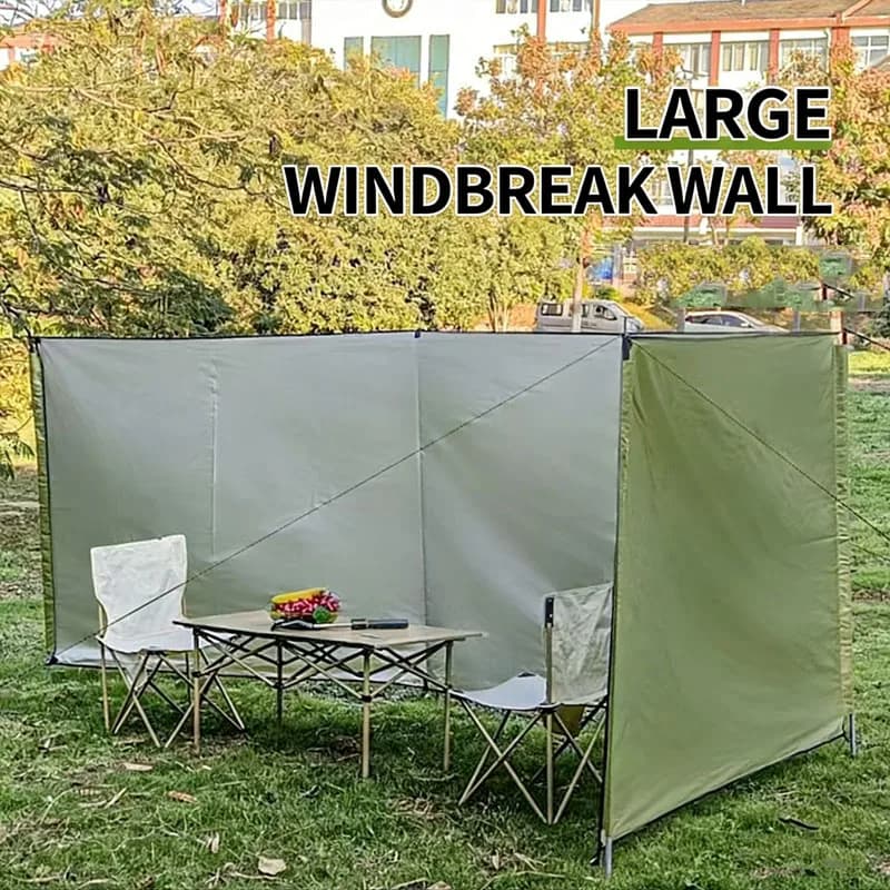 Portable windscreen for camping stove with bag for barbecue, excursions and backpacking.