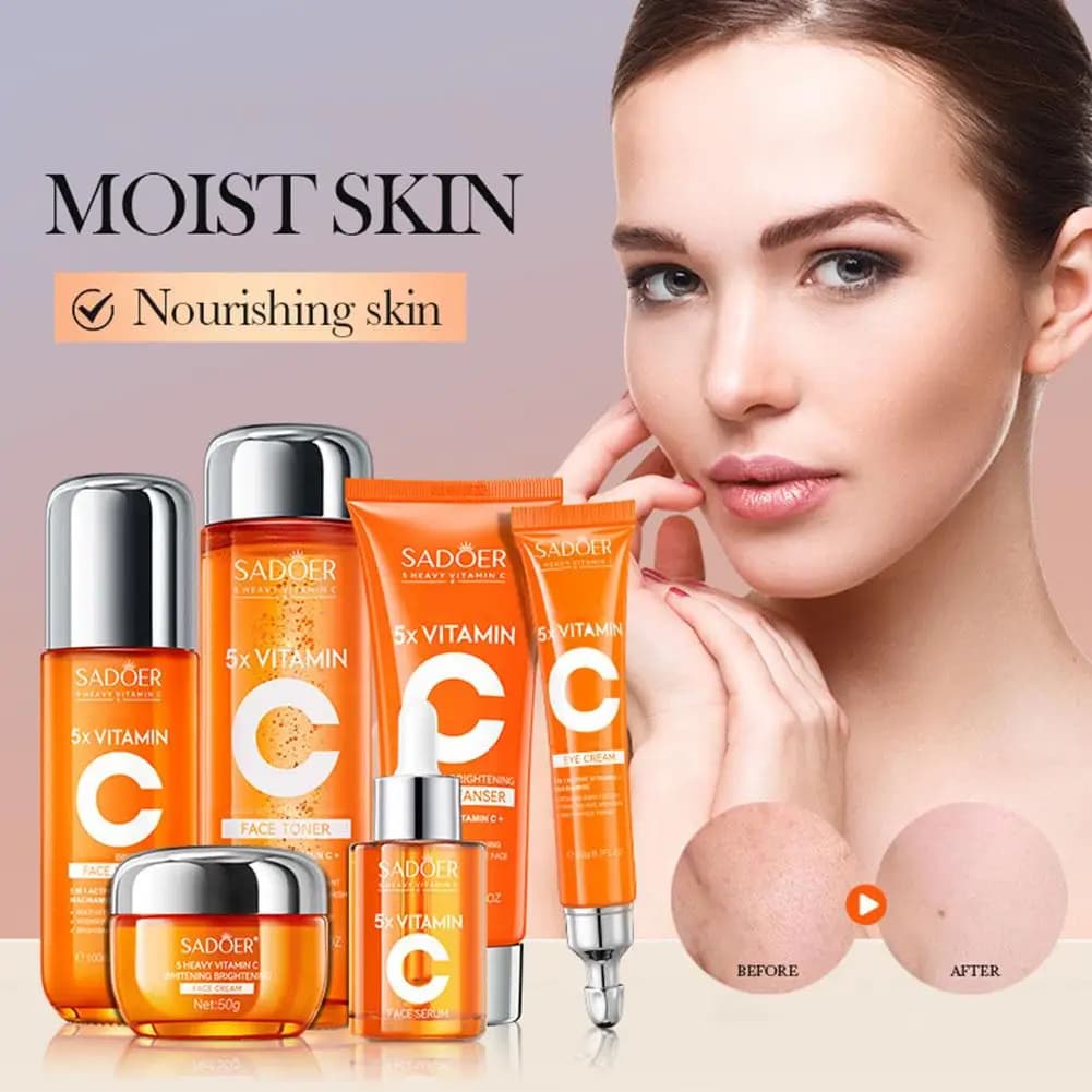 Vitamin C and Niacinamide Skin Moisturizing Care, Face Wash, Tonic, Serum, Face Cream, Eye Cream, Women's Daily Moisturizing Skin Care