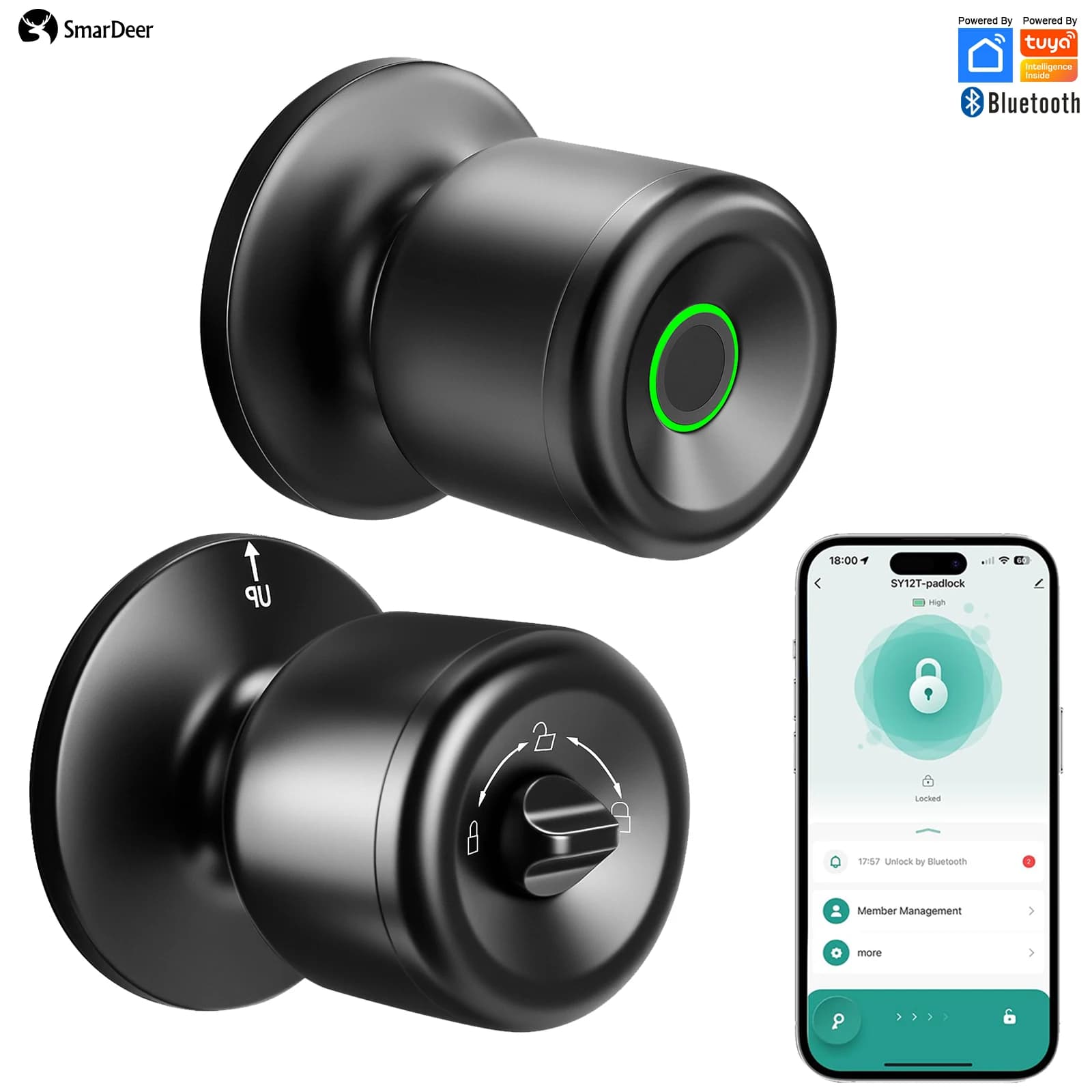 Serratura Intelligente Tuya, Serratura con Impronta Digitale Senza Chiave, Serratura Smart con Controllo Impronta Digitale e App Tuya per Casa
