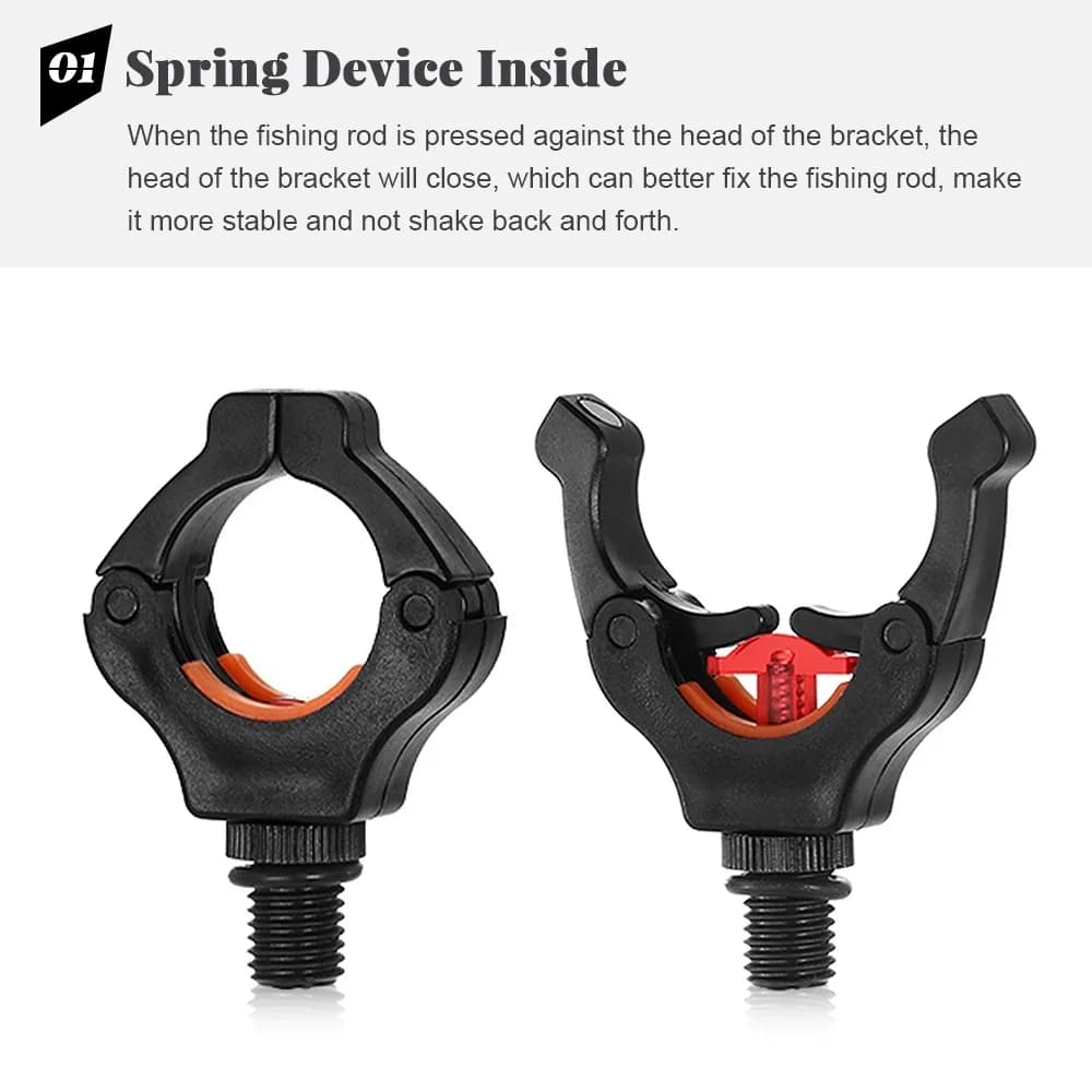 4PCS Built in Spring Fishing Rod Rest Head with Magnetic Nylon Fishing Rod Holder Head Y Shape Gripper M3/8 Thread