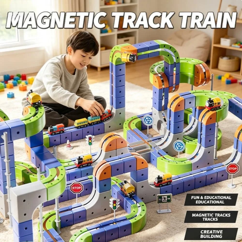 DIY Electric Magnetic Track Railcar Building Blocks with Anti-Gravity High-Speed Rail Vehicles Puzzle Cube Toy Christmas Gift