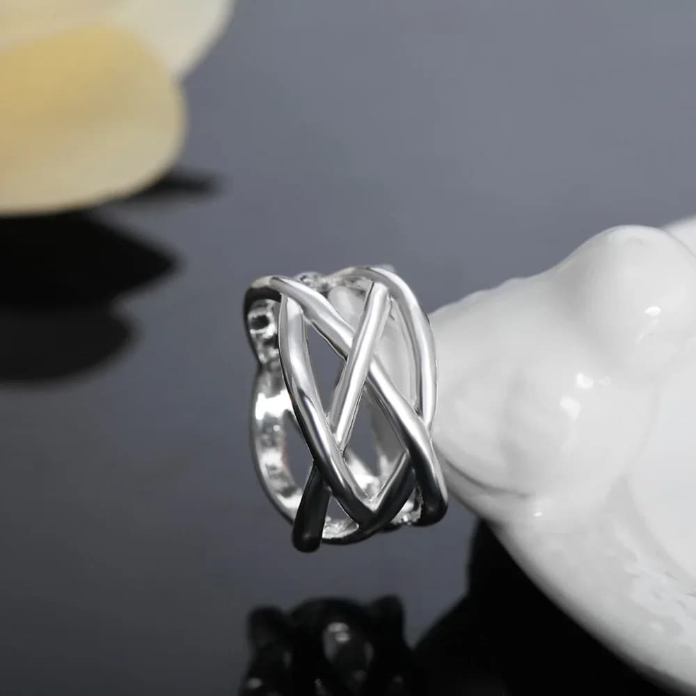 100% 925 gioielli in argento sterling croce rete da pesca anello per donna uomo taglia 5 6 7 8 9 10 regalo di festa di nozze di moda