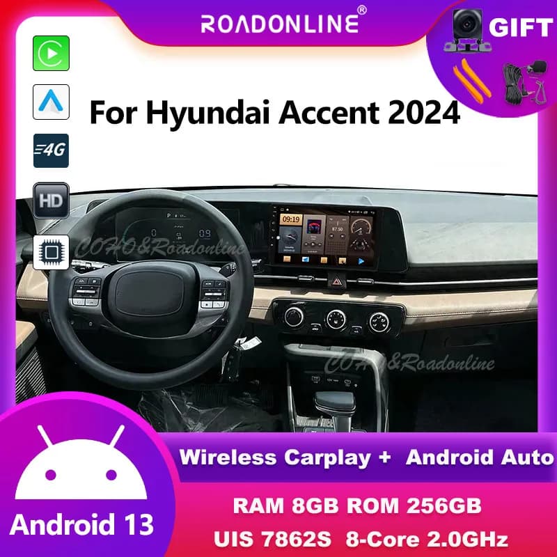 9"Android 13 For Hyundai Accent 2024 Android Car Radio Multimedia Video Player GPS Stereo CarPlay