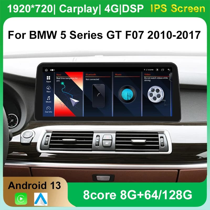 Android 13 8 + 128G Auto Carplay Car Multimedia Stereo Lettore Dvd per BMW Serie 5 GT F07 2009-2016 CIC NBT Radio Navigazione GPS