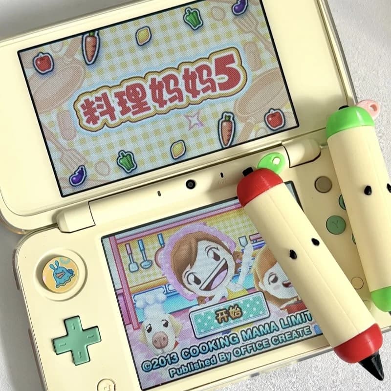 Penna stilo a forma di mela, stampata in 3D, con punta fine e catenella, per Nintendo 3DS 2DS NDS DS, accessorio per giochi con touchscreen