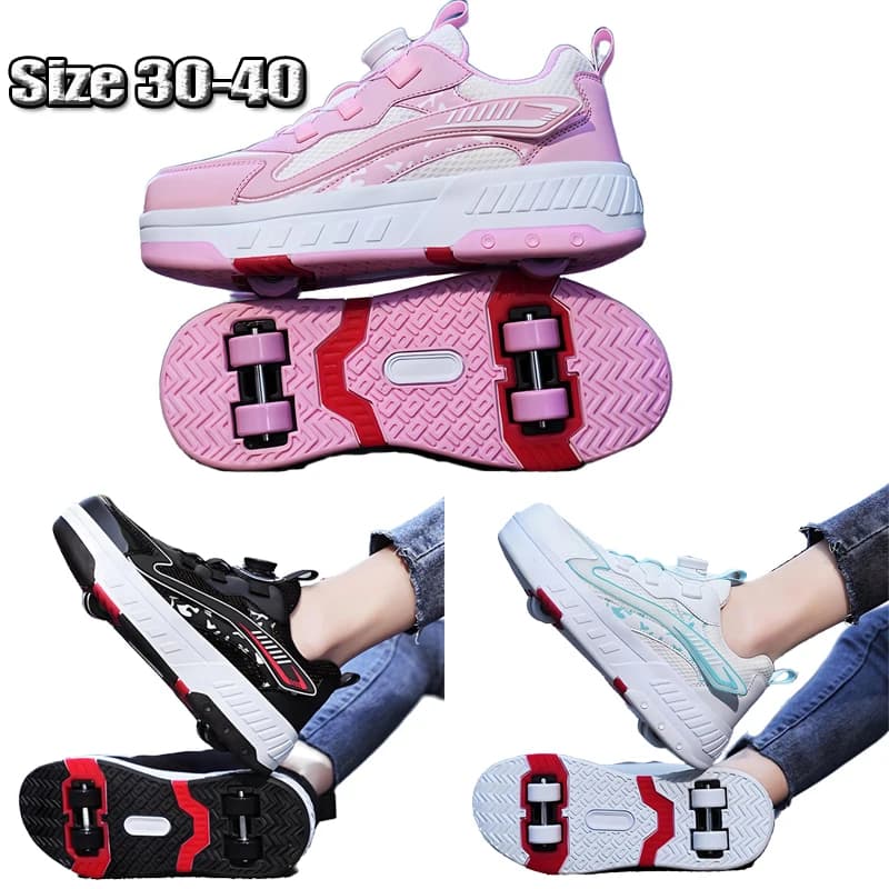 Pattini a 4 ruote Scarpe casual comode Pattini a rotelle Scarpe da skate Pattini a rotelle retrattili per ragazzi e ragazze Miglior regalo per bambini