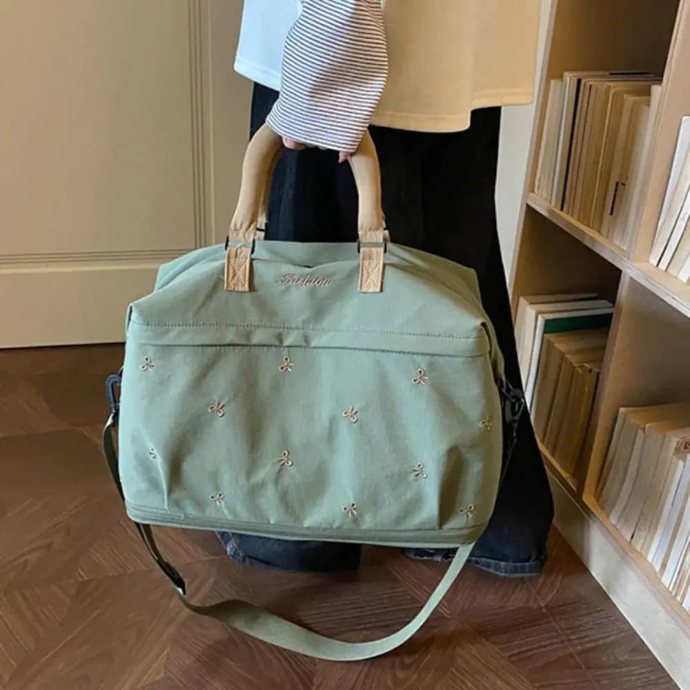 Large Capacity Travel Luggage Bag Bowknot Waterproof Gym Shoulder Bag Casual Wear Resistant Fitness Crossbody Bag Short Trip