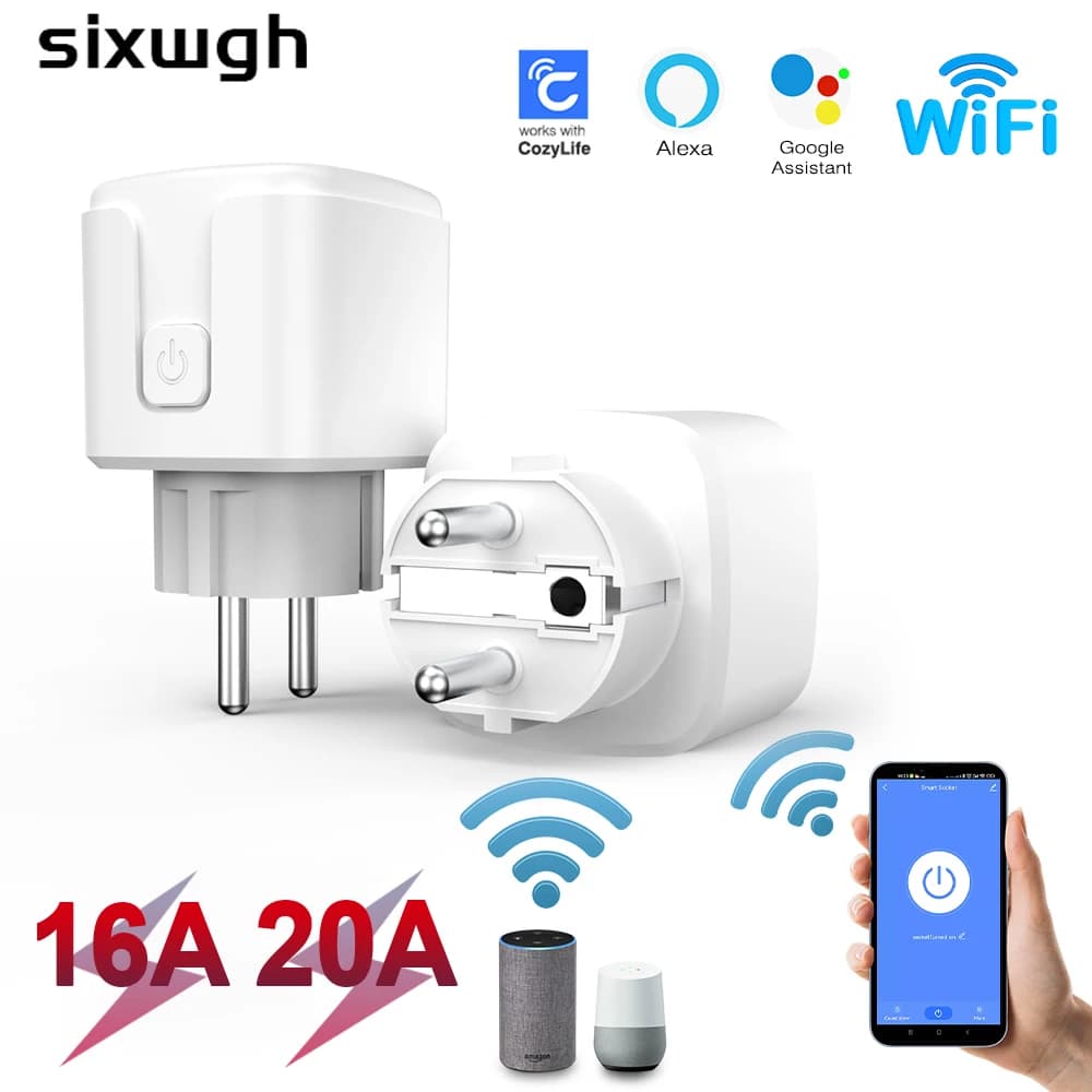 SIXWGH Smart Home WiFi 16A EU/FR Power socket Cozylife Remote control timer Power monitor Voice support Google Home Alexa