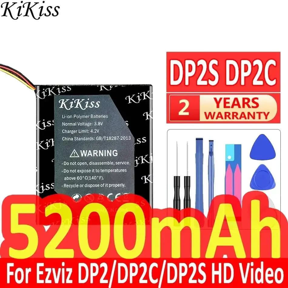 Batteria di Ricambio Premium da 5200mAh per Videocitofono Ezviz DP2 DP2C DP2S HD Video Smart Home Door Viewer
