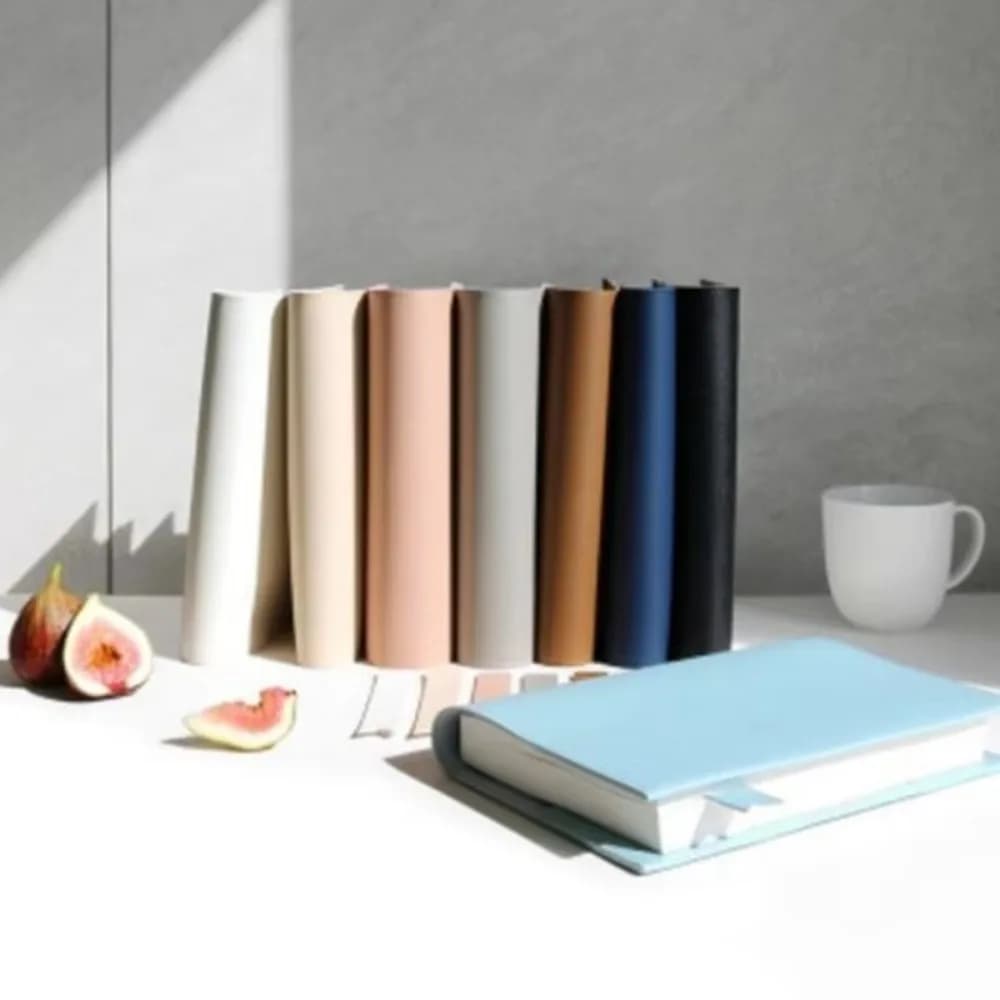Korean Pu Leather Book Cover Solid Color No Bookmark Notebook Leather Cover Replaceable Cover Home Office Use