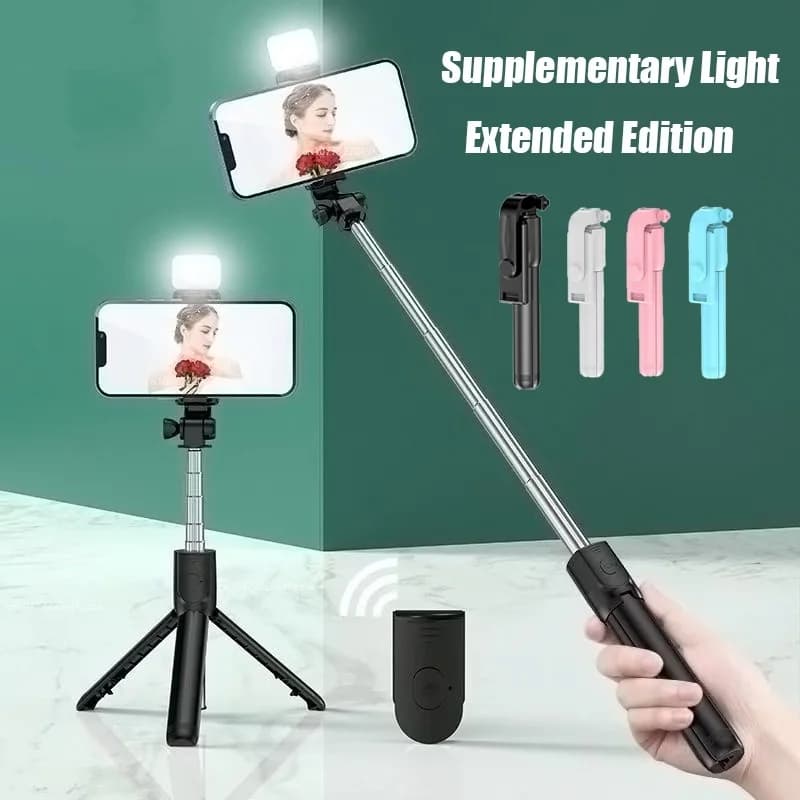 Bluetooth Selfie Stick Wireless Supporto per treppiede rotante a 360o Otturatore remoto Luce di riempimento Supporto retrattile multifunzionale