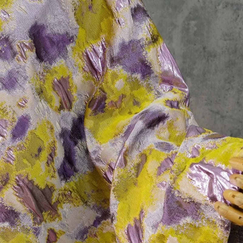 Yarn-dyed Gold Silk Embossed Irregularly blurred color blocks Jacquard Fabric Elegant Dress Clothing Decorative Sewing Fabric