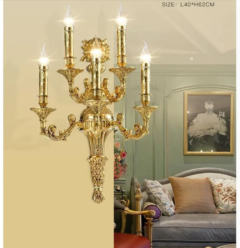 Lampada da parete in stile francese in ottone massiccio Design a candela costruzione luce decorativa luce per scale balcone 2 dimensioni applique da parete Lamparas