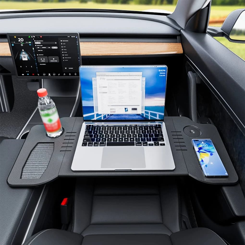 Vassoio per auto per modello 3/modello Y Supporto per vassoio per alimenti e bevande Supporto per laptop Scrivania per volante per auto Strumento per ufficio