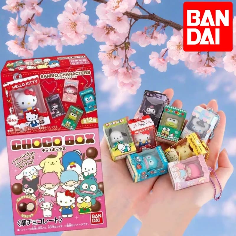 Autentico Bandai Mini giocattoli decorativi Kitty Cat Melody Kuromi Big Ear Dog Twin Star Blind Box Cute Anime Figurine da collezione