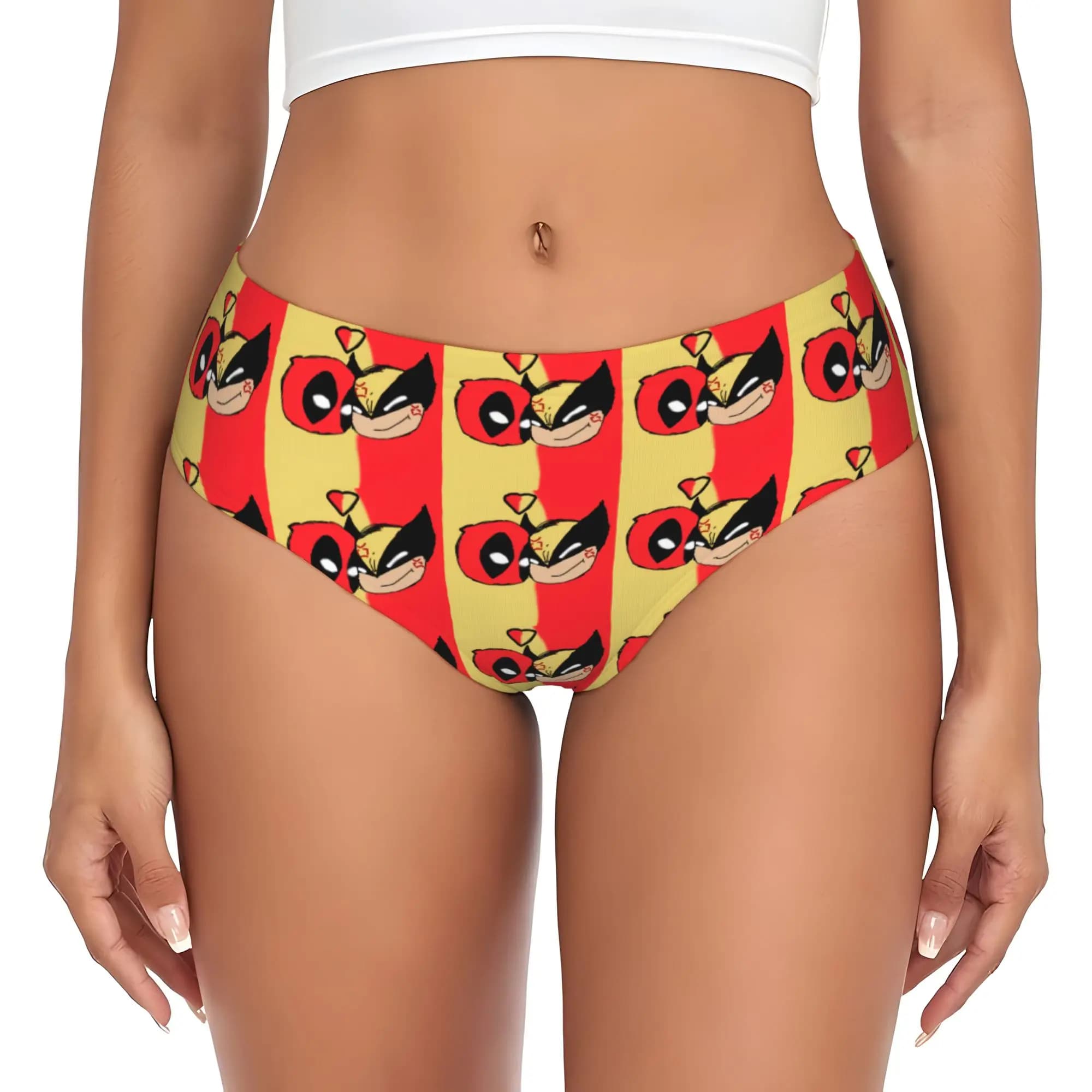 Mutandine da donna personalizzate con stampa artistica W-Wolverine, slip femminili comodi
