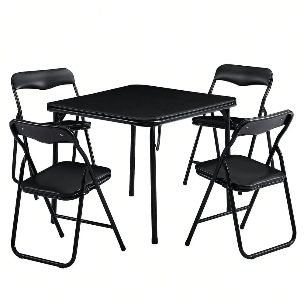 Game Table Set With 2 4 Soft Padded Chairs Metal Frame Plastic Top Chess Card Table For Indoor Outdoor