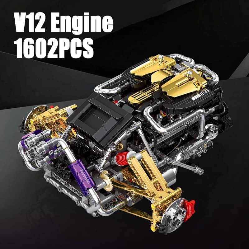 1602PCS V12 Motore Building Blocks Modello di Simulazione Motorizzare Piccole Particelle Mattoni Giocattoli Educativi Per Adulti Bambini Regali Di Natale
