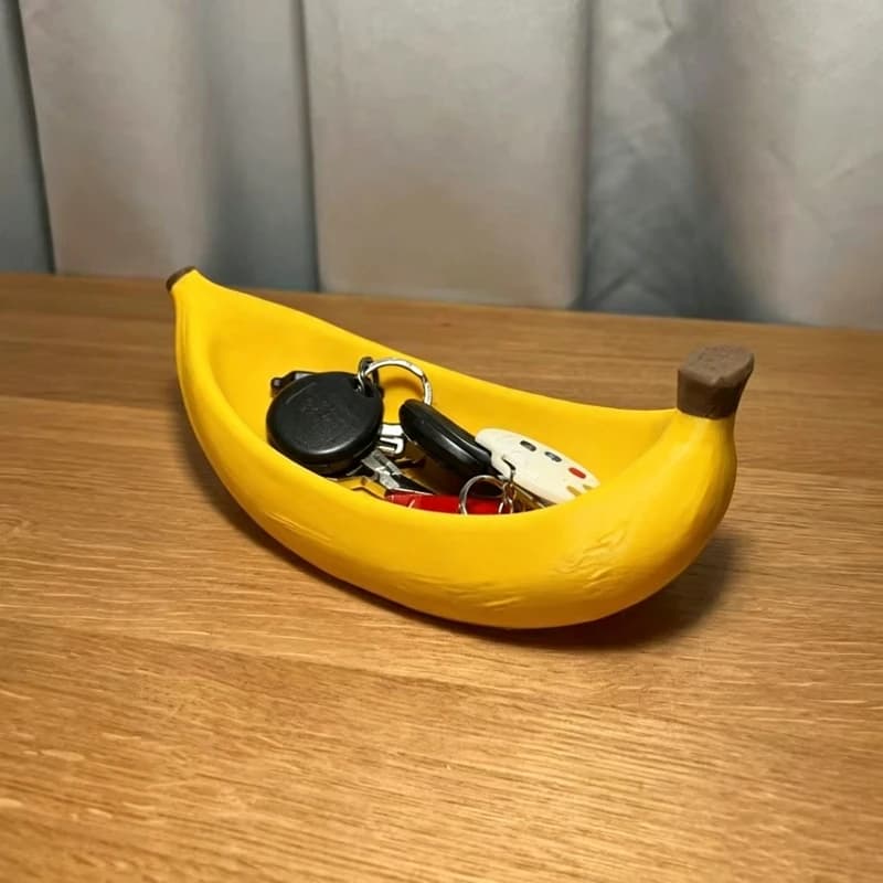 Banana Shaped Storage Box 3D Printed Desktop Organizer Creative Key Holder Decorative Tray For Home Entryway Office Shelf Gift