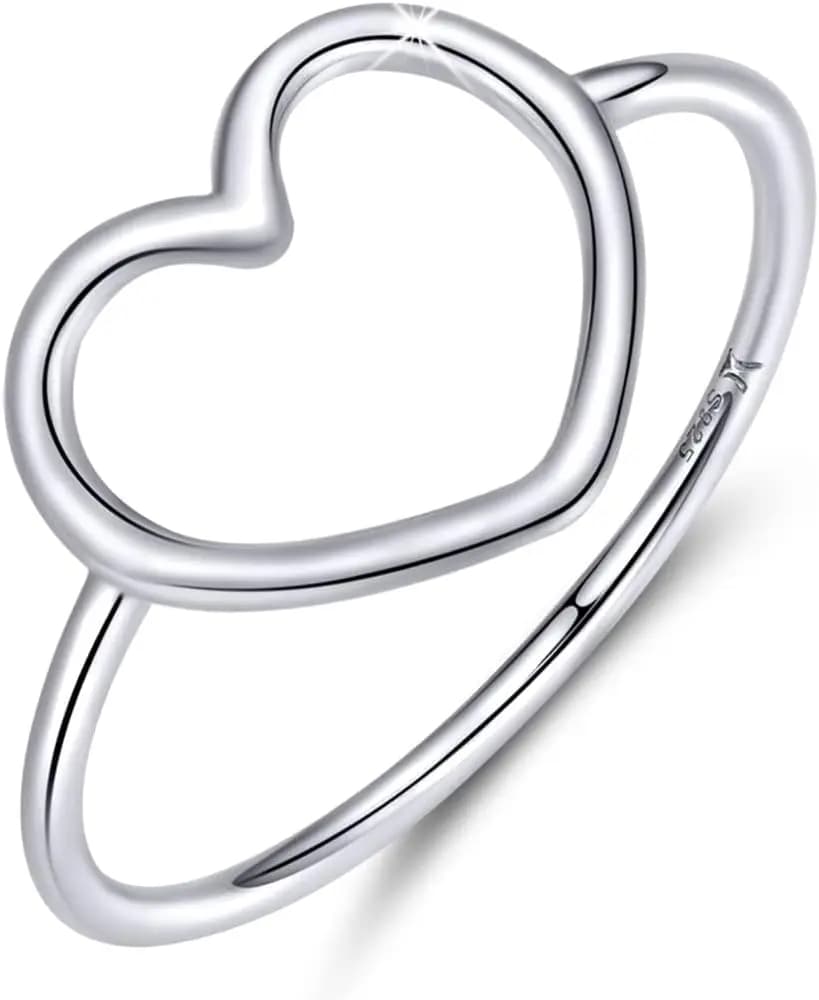 Anelli a Cuore Minimalisti in Argento Sterling 925 per Donne, Gioielli per Matrimonio e Fidanzamento