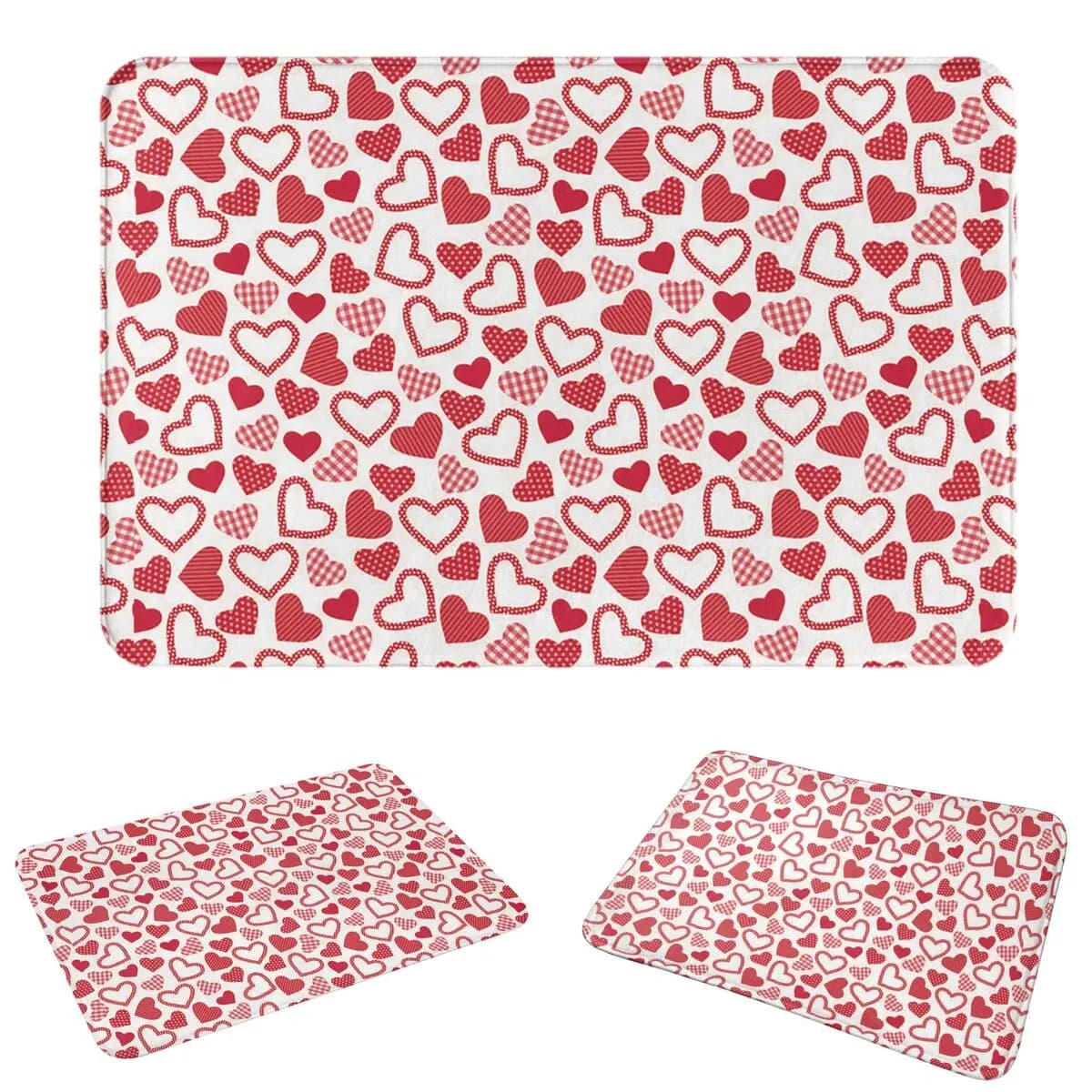 Pink Love Hearts Cute Non-slip Doormat Floor Mat Sand Scraping Carpet Rug for Kitchen Entrance Home Bathroom Footpad Mats