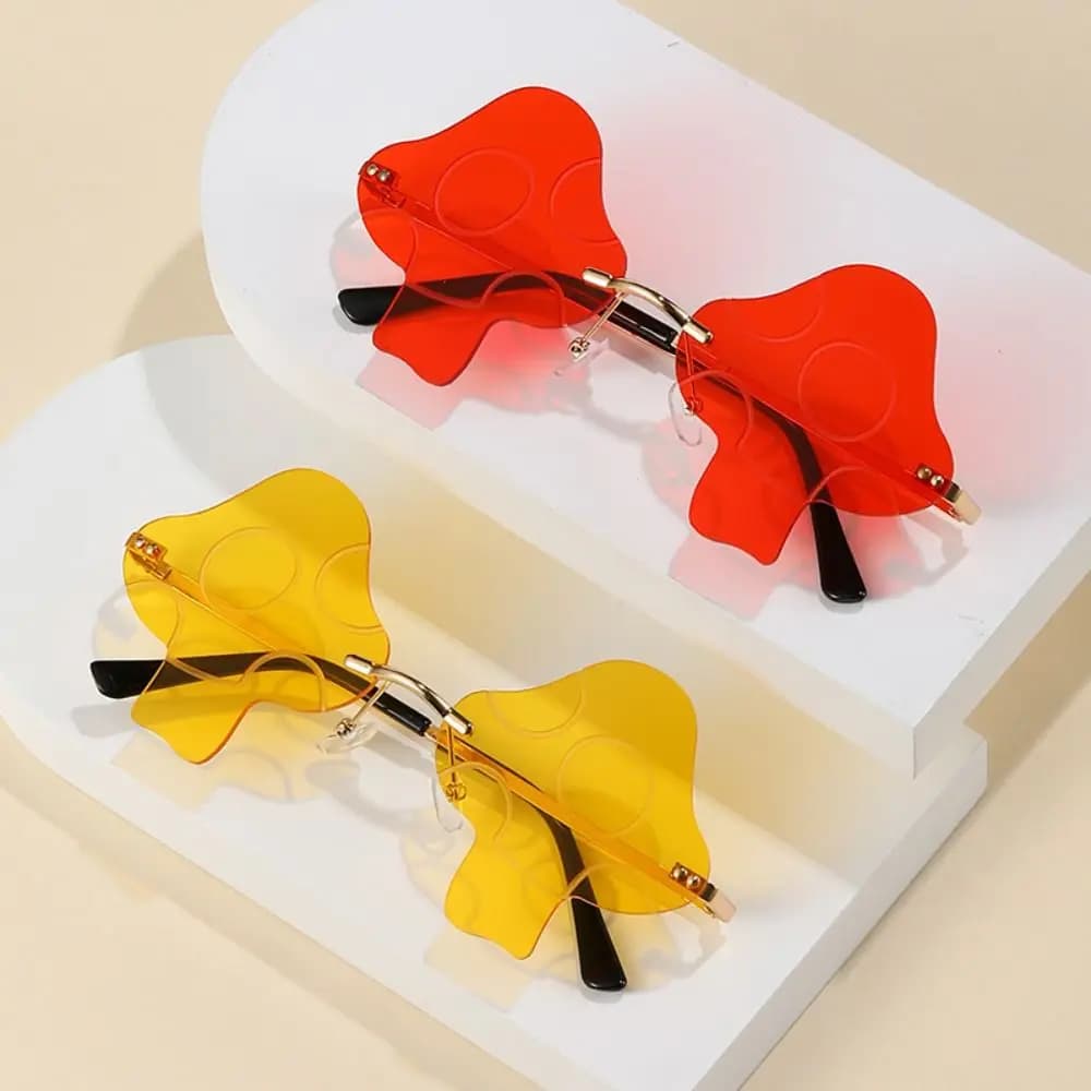 Trendy Transparent Women's Sunglasses Mushroom Shape Irregular Sun Glasses Rimless Fun Eyewear Cool Party Favor