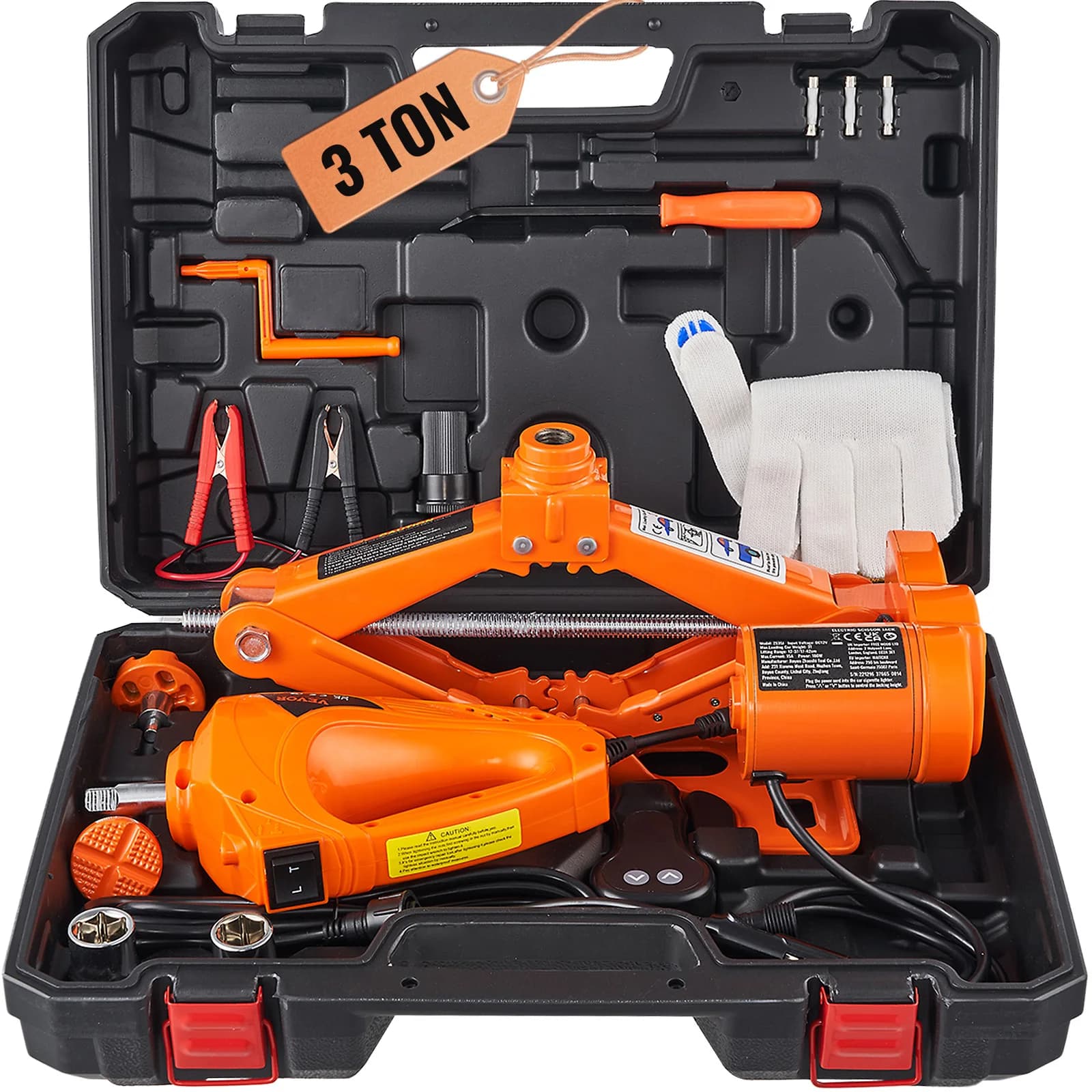 SucceBuy Cric per auto elettrica Cric a forbice 3T con avvitatore elettrico 12V Cric per auto con doppia sella per cambio pneumatici per camion SUV