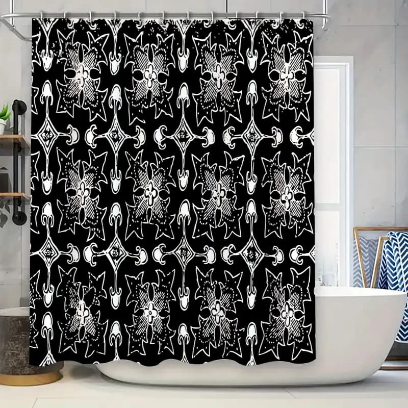 Tenda da doccia con motivo bianco e nero, decorazione da bagno lavabile e impermeabile per la cameretta dei bambini, tessuto jacquard dal design fantasia 275 cm * 180