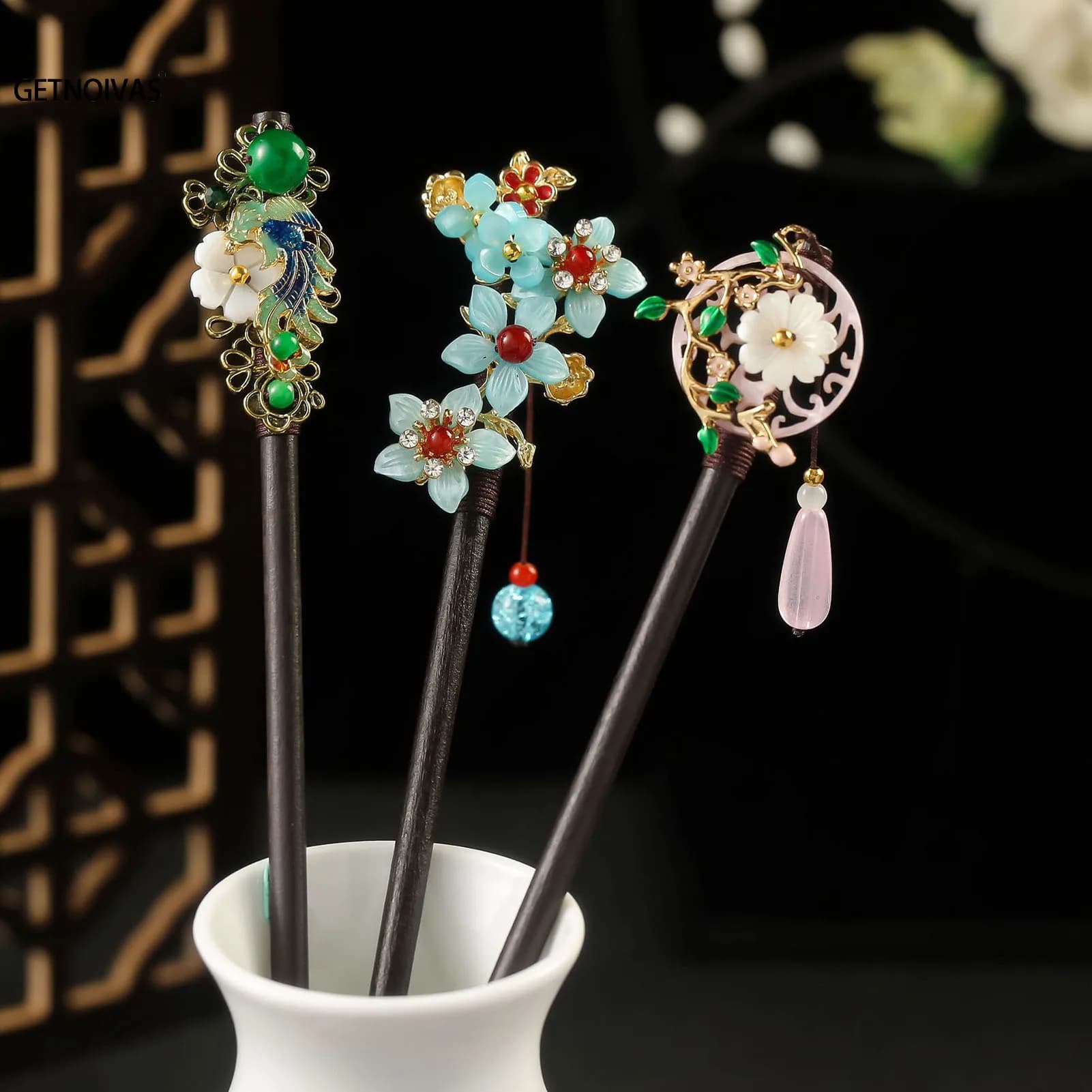 Vintage Hair Stick Pick legno naturale legno stile cinese bacchette etnico Hair Pin donne forcine accessori gioielli Tiara