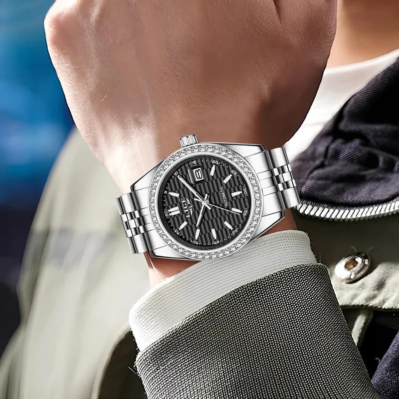 BANGWEI LIGE Orologi automatici da uomo Cinturino in acciaio inossidabile Lusso Auto Data Design semplice Orologio meccanico da uomo Reloj Hombre Nuovo