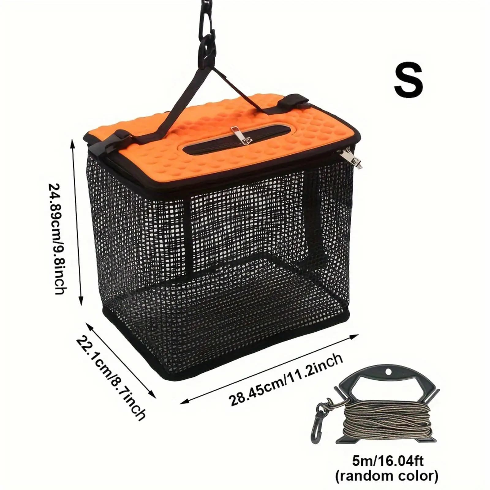 Foldable Floating Fish Basket Fishing Mesh Bag Large Capacity Storage Cage for Live Fish Protection Outdoors