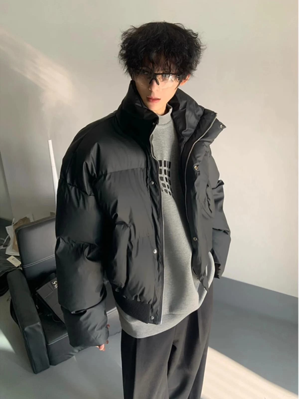 Heavyweight Winter PU Leather Cotton Jacket Men's Short Cleanfit Thickened Bread Style Warmth Youth Casual Fashion Coat
