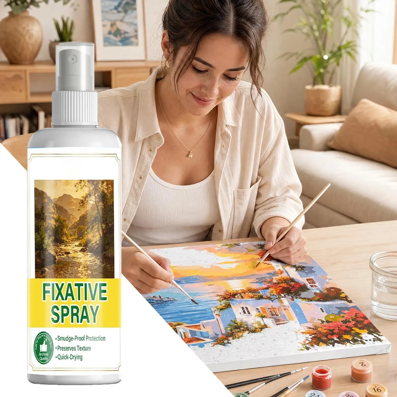 Art Fixative Spray 120ml Paint Protectant Oil Pastel Fixative Spray for Painting Crafts Art Wallpaper Acrylics Gouache Charcoal