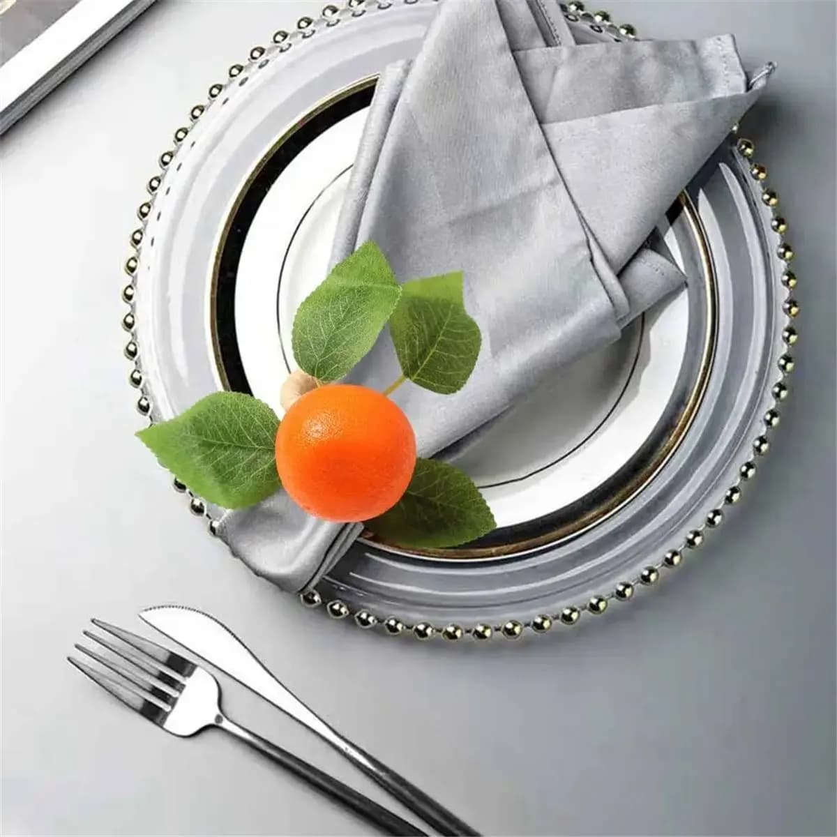 A20I Orange Napkin Ring Bohemian Tangerine Napkin Buckles for Rustic Wedding PartyDecor Fake Tangerine Rope Napkin Rings