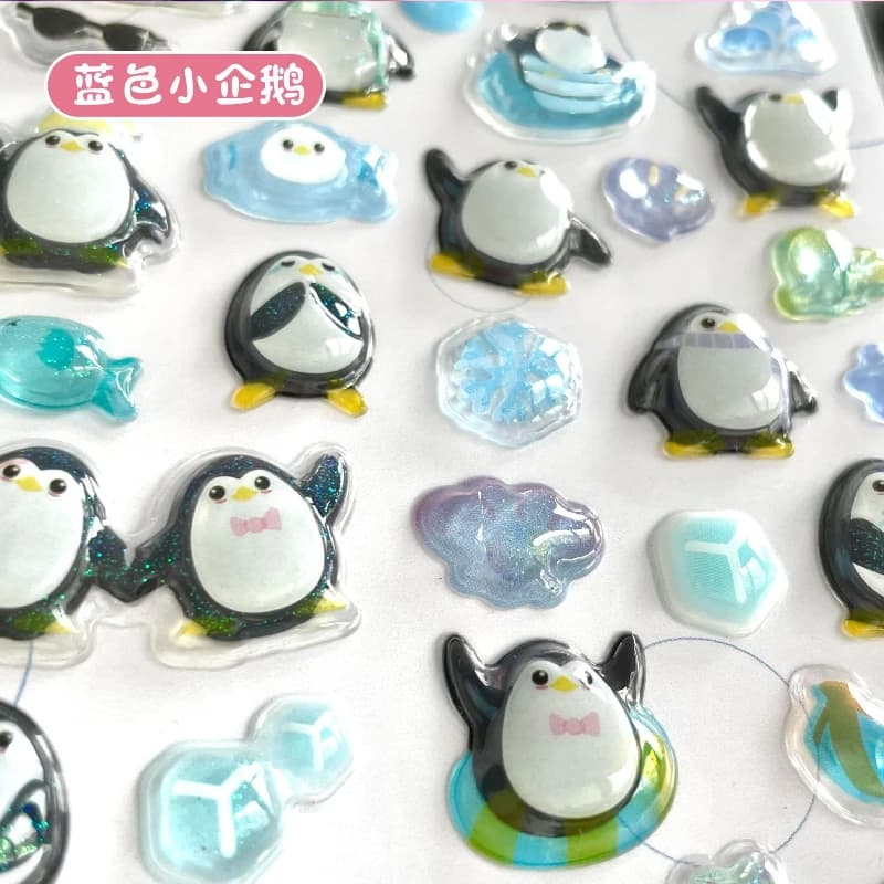 1 Set Kawaii Cartoon Jelly 3D Relief Sticker Cute DIY Crystal Stickers for Scrapbook Journal Planner Stationery Decoration