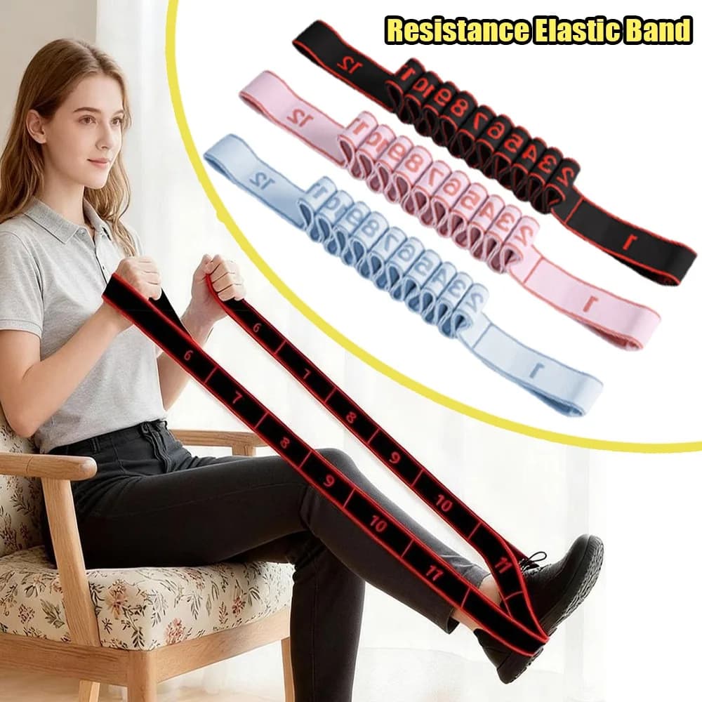 Fasce di resistenza per yoga e pilates, numerate, in tessuto antiscivolo, elastici, con anelli, per fisioterapia, per uomini e donne