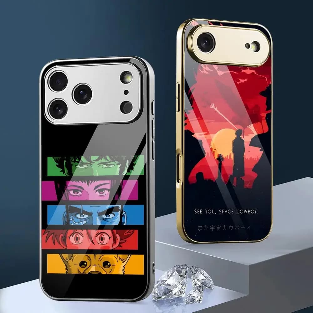Custodia per telefono anime C-Cowboy B-Bebop per iPhone 17 16 15 14 13 12 Pro Max Plus, antiurto con paraurti in metallo galvanizzato