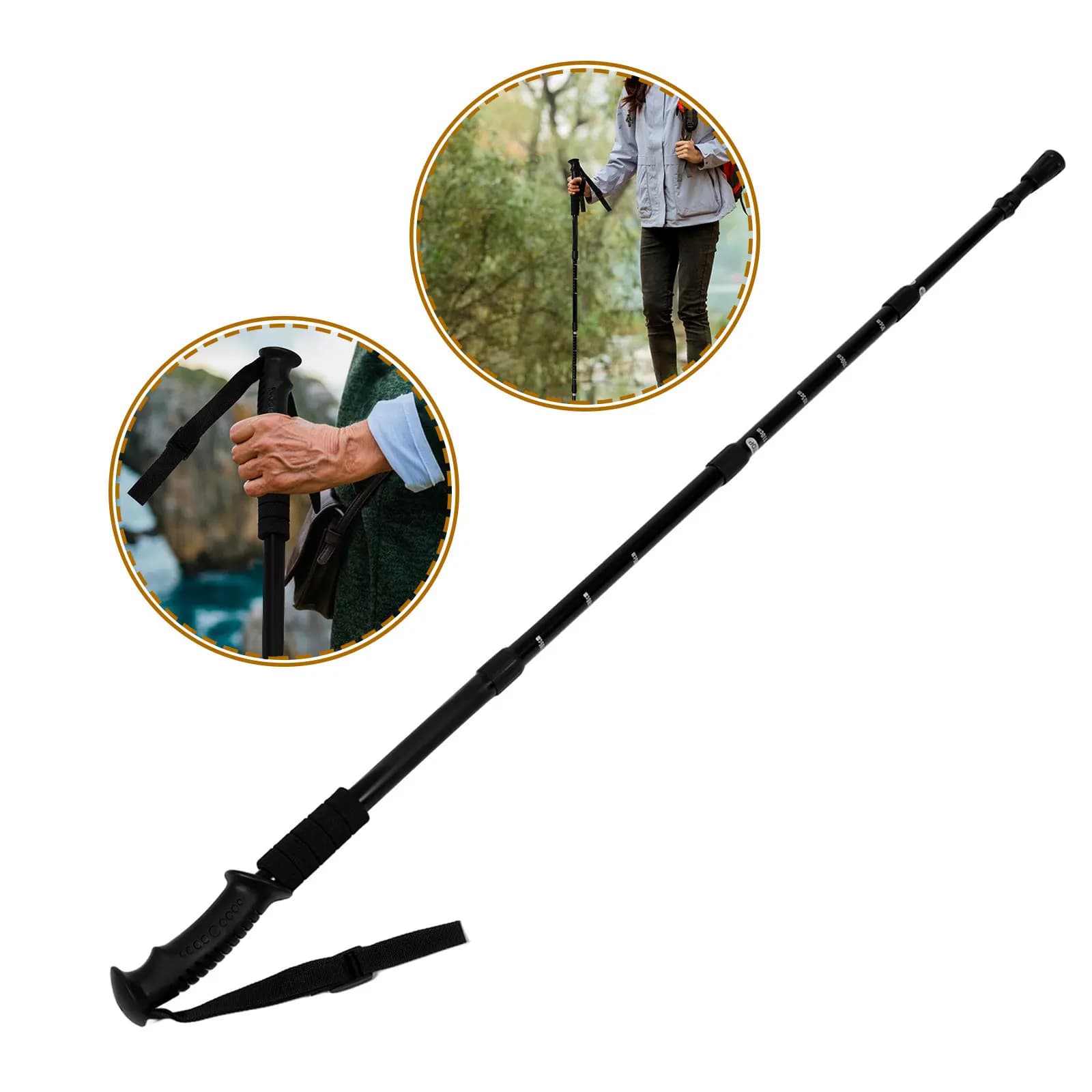 Trekking pole adjustable in 4 sections aluminum alloy, light, with shock absorption, for hiking, camping, elderly, women and men