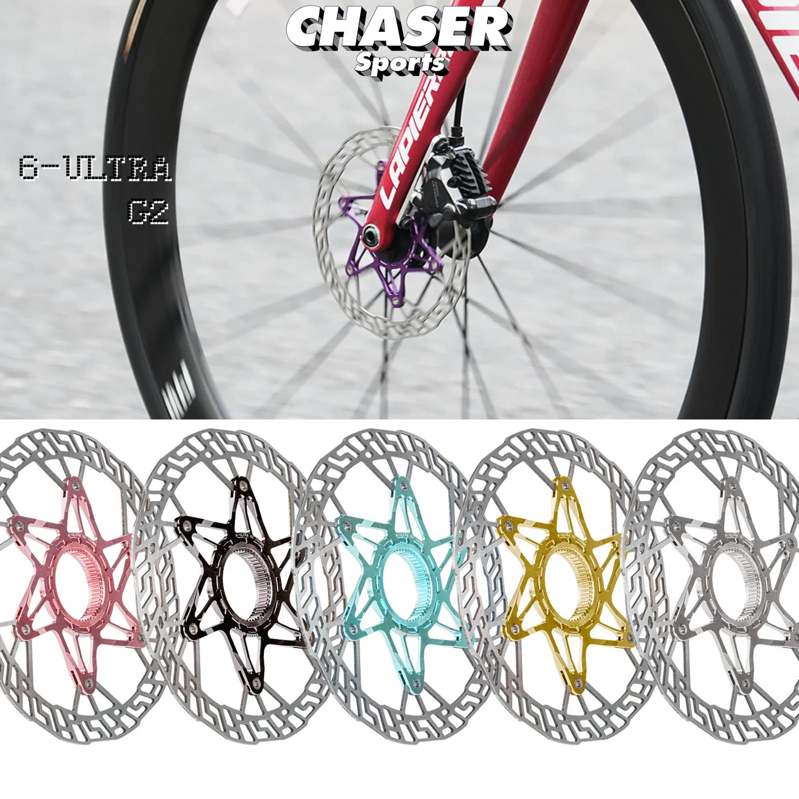Chaser Nuovo 6-ULTRA G2 Dischi Freno a Disco Ultraleggeri Center Lock per Bici da Strada e Gravel 160/140mm Senza Coperchio di Bloccaggio