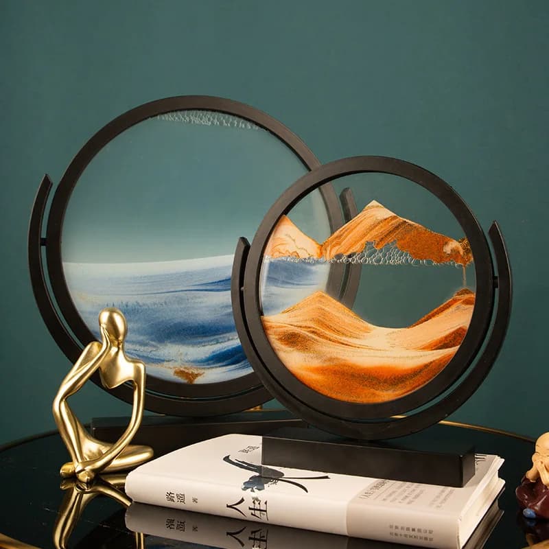 Arenaria girevole Moving Sand Art Picture Round Glass Deep Sea 3D clessidra sabbie mobili che scorrono pittura decorazioni per la casa regali