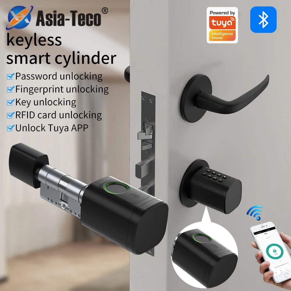 Tuya Smart Mortise Lock IP65 Impronta digitale biometrica e NFC/APP Grado di controllo Cilindro di sicurezza Bullone Alex/Google Home/Porte da ufficio