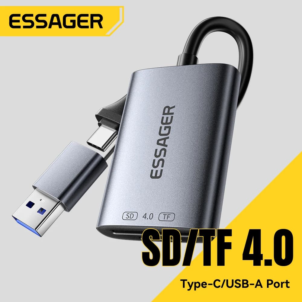 Essager SD 4.0 Card Reader 312 MB/s USB 3.0 Type-C to SD/Micro TF Memory Card Adapter for iPhone 17 16 MacBook Laptop PC Samsung