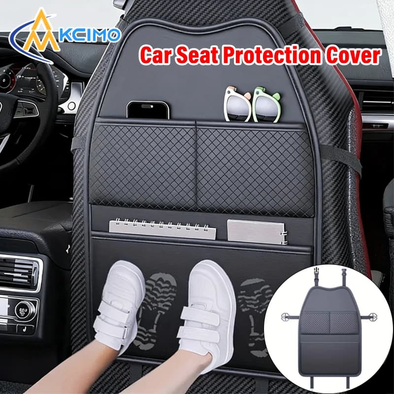 Kcimo Auto Cover, Anti-scratch protection with pockets, PU Rear Storage Bag, Multifunctional Tablet Support