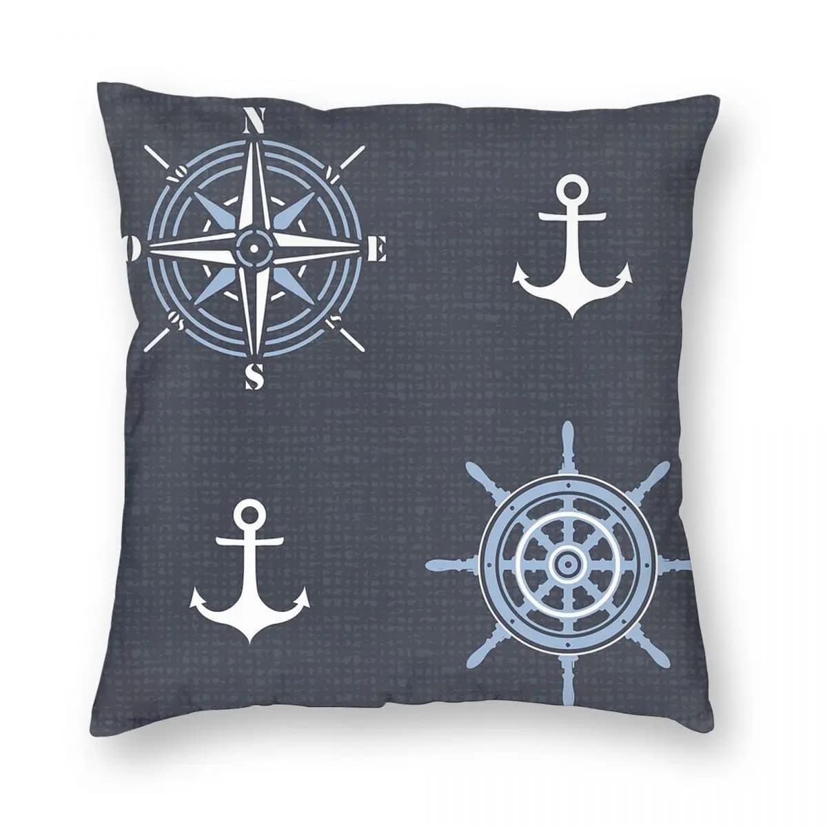 Nautical Compass Captain Anchor Boat Square Pillowcase Pillow Cover Cushion Throw Pillow for Home Sofa Living Room