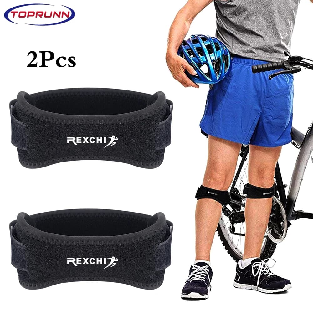 TopRunn 2 pezzi cinturino per rotula con ginocchiera per alleviare il dolore e stabilizzatore per patella, corsa, escursionismo, calcio, squat, ciclismo e altri sport