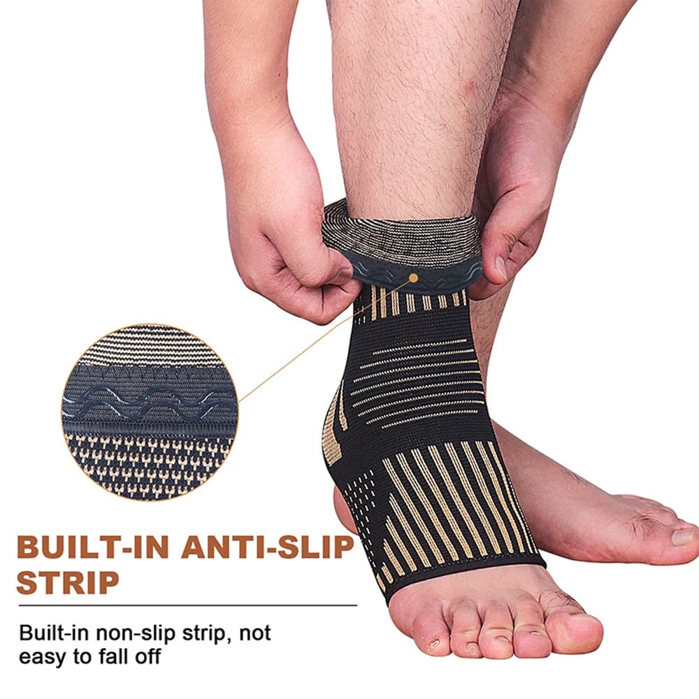 1 pz cavigliere in rame supporto maniche di compressione per il recupero da infortuni, dolori articolari, fascite plantare, caviglia slogata, ACL, sport